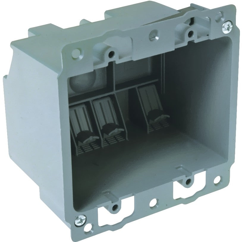 Raco 7488RAC Cable Box, 2-Gang, PVC, Gray, Flush