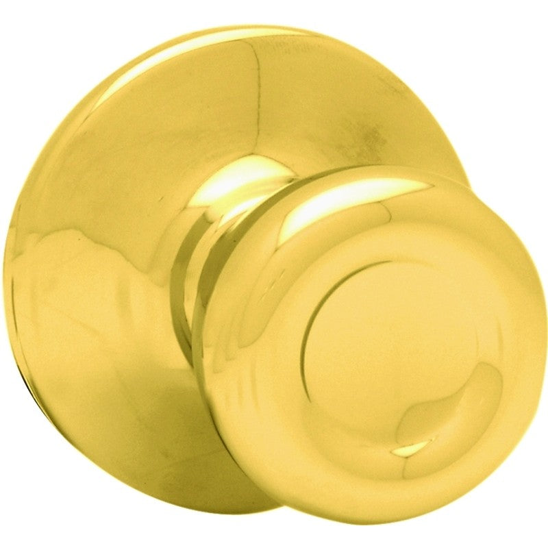 Kwikset 200T 3 RCAL RCS V1 Passage Knob, Zinc, Polished Brass, 2-3/8, 2-3/4 in Backset, 1-3/4 to 1-3/8 in Thick Door