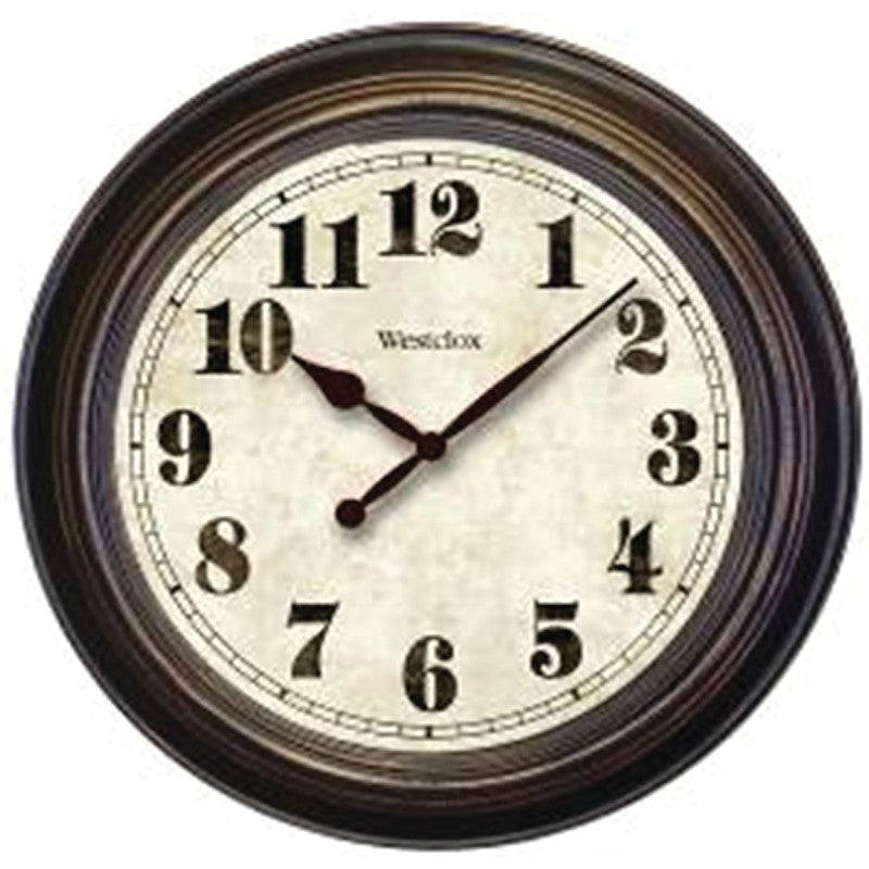 Westclox Classic Series 32213 Clock, 24 in Dia, Round, Brown Frame, Analog