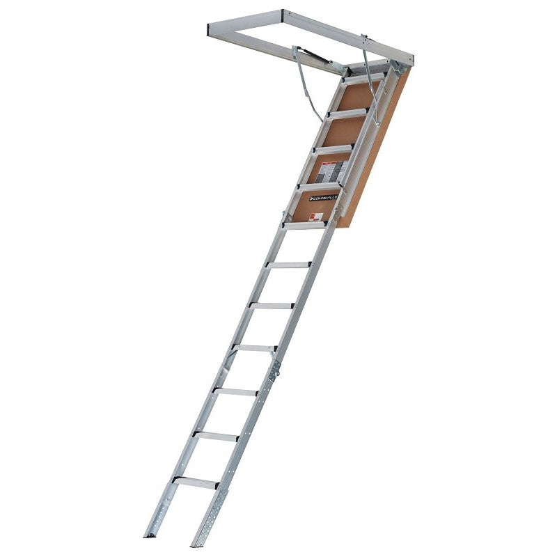 Louisville Elite Series AA2510 Attic Ladder, 7 ft 8 in to 10 ft 3 in H Ceiling, 25-1/2 x 54 in Ceiling Opening, 11-Step