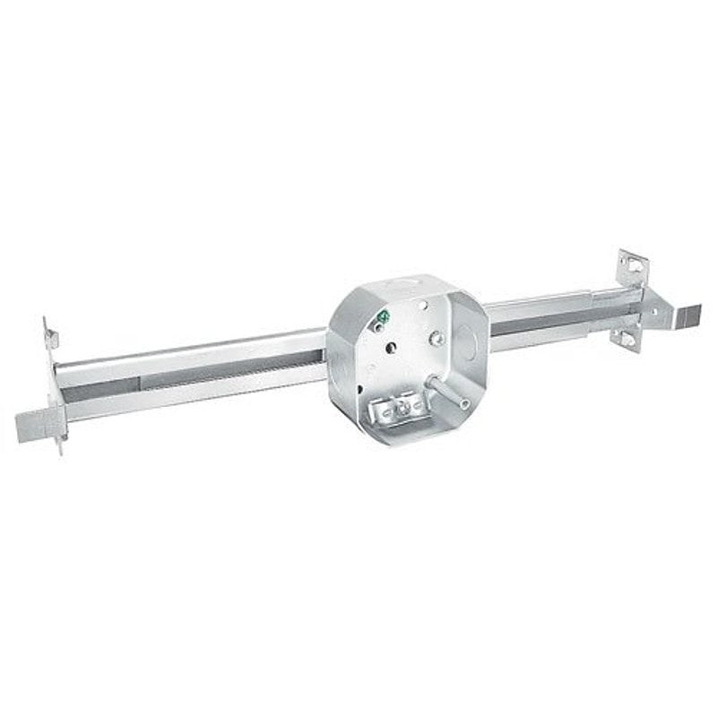 Southwire 54151-FANBH-UPC Ceiling Fan Box, 4 in W, 1-1/2 in D, 3-Knockout, Steel, Silver, Galvanized