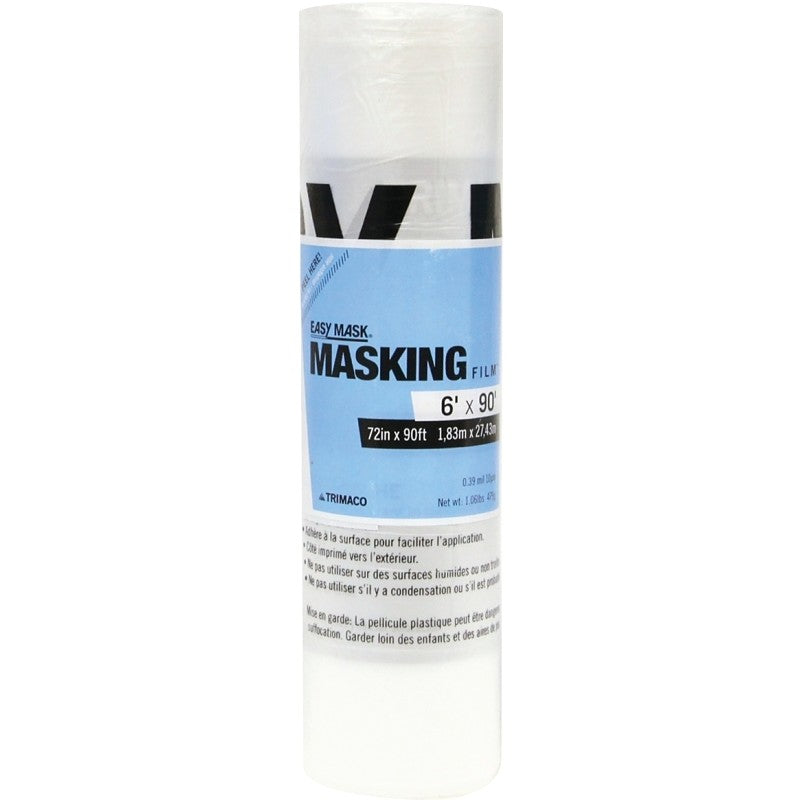 Trimaco 67290 Masking Film, 0.4 mil Thick, 90 ft L, 72 in W (Pack of 12)