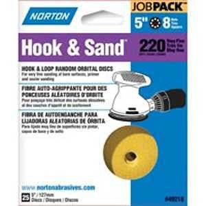 Norton 49218 Sanding Disc, 5 in Dia, Coated, P220 Grit, Very Fine, C-Weight Paper Backing, Aluminum Oxide Abrasive