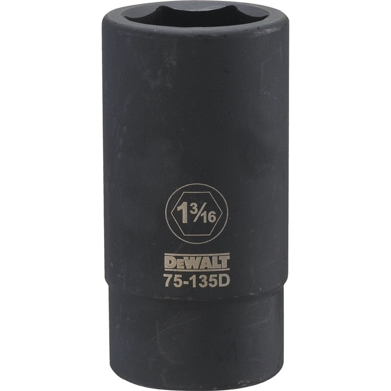 DEWALT DWMT75135OSP Impact Socket, 1-3/16 in Socket, 1-13/32 in D Socket, 3/4 in Drive, 6-Point, CR-440 Steel