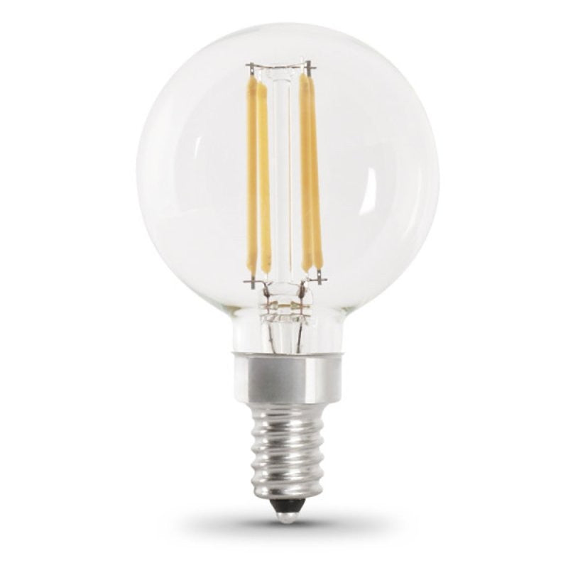Feit Electric BPG1640950CAFIL/2 LED Light Bulb, Globe, 500 Lumens, 5.5 W, G16 Lamp, E12 Lamp Base, Dimmable, 2/PK (Pack of 6)