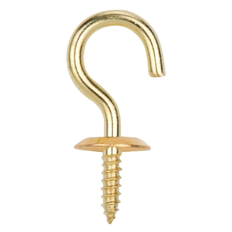 ProSource LR-390-PS Cup Hook, 5/16 in Opening, 3 mm Thread, 1-1/8 in L, Brass, Brass