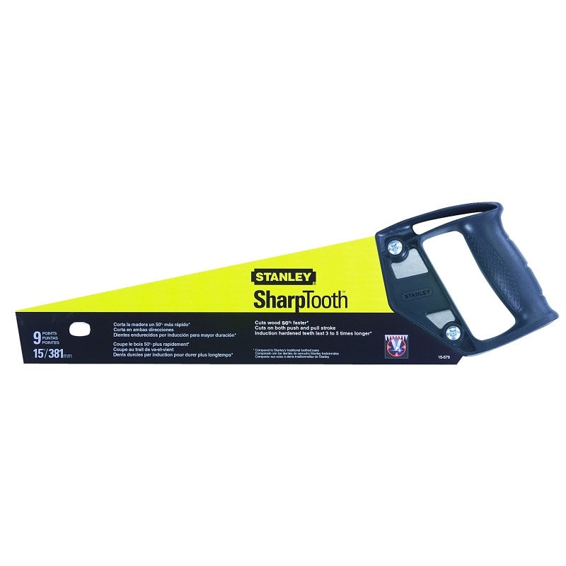 STANLEY Tradecut STHT20348 Panel Saw, 15 in L Blade, 8 TPI, Comfort Grip Handle, Plastic Handle