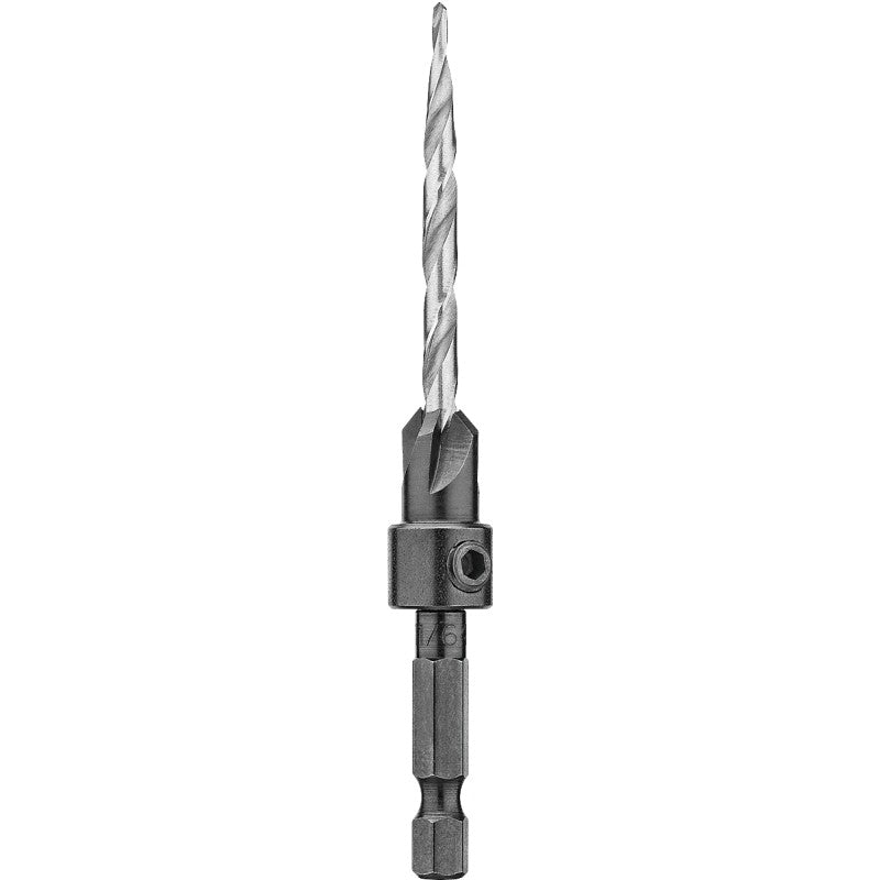 DEWALT DW2568 Drill Bit, 11/64 in Dia, 3-1/2 in OAL, Countersink, Spiral Flute, 4-Flute, 1/4 in Dia Shank, Hex Shank