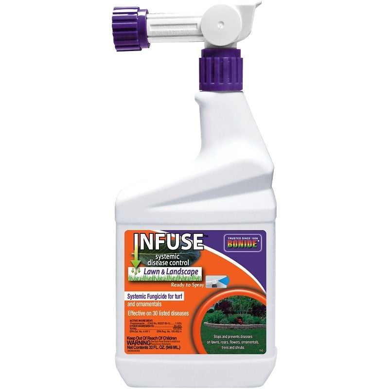 Bonide Infuse B70 150 RTS Lawn and Landscape Fungicide, Liquid, Latex, Yellow, 1 qt Container