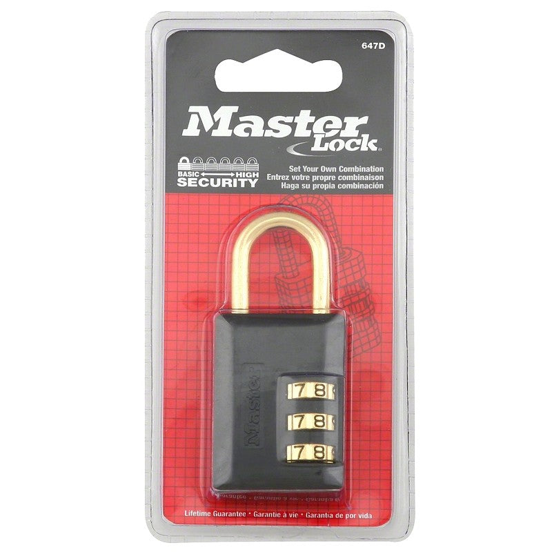 Master Lock 647D Padlock, 3/16 in Dia Shackle, 7/8 in H Shackle, Steel Shackle, Zinc Body, 1-3/16 in W Body