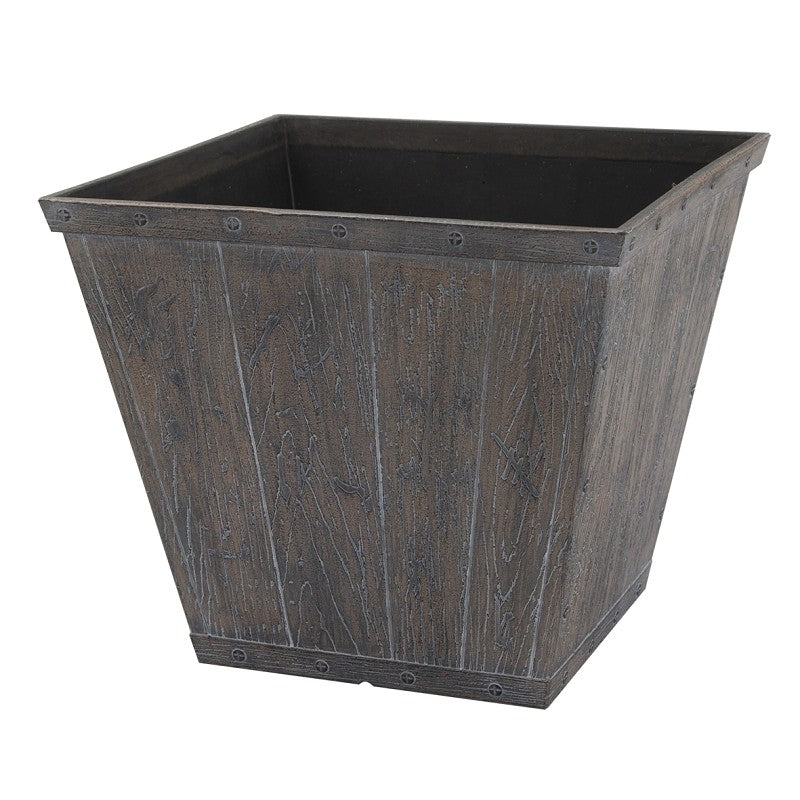 Landscapers Select S17050410-01-A Square Barn Planter, 8-1/2 in H, 10 in W, Square, High-Density Resin, White Wash (Pack of 6)