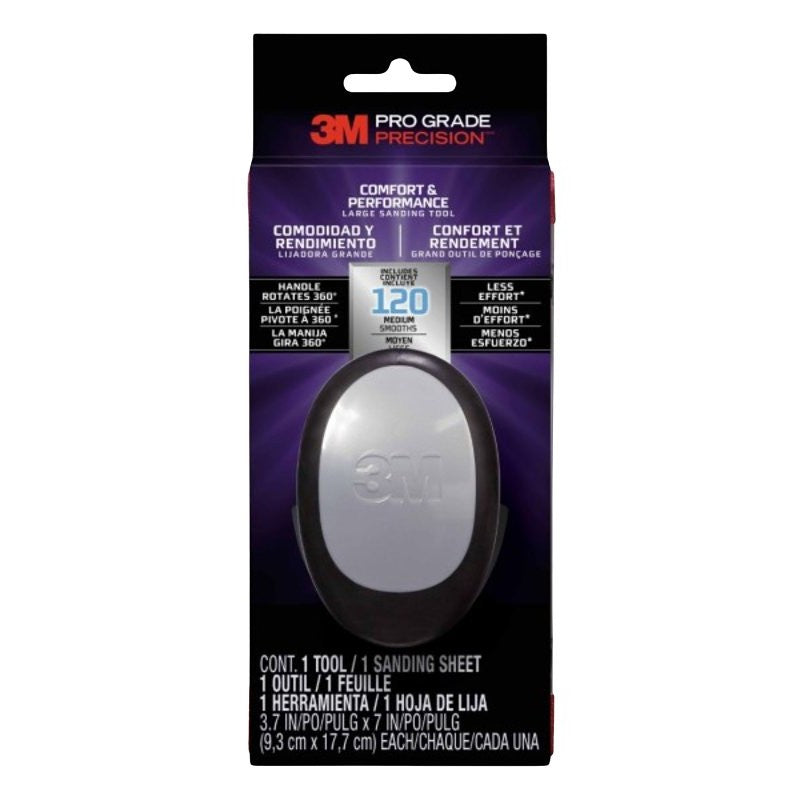 Pro Grade Precision Comfort & Performance Series 463-000-TRI-4 Large Sanding Tool, 7 in L, 3.7 in W, 120 Grit, Medium