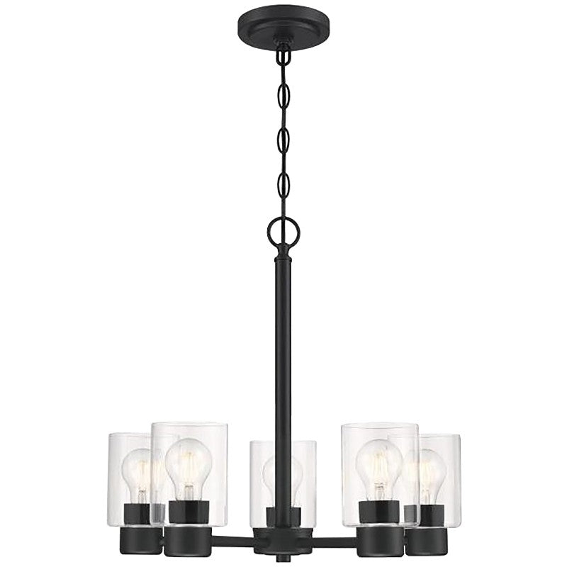 Westinghouse Sylvestre Series 6115300 Chandelier, 1-Tier, 5-Lamp, LED Lamp, Steel Fixture, Black Fixture