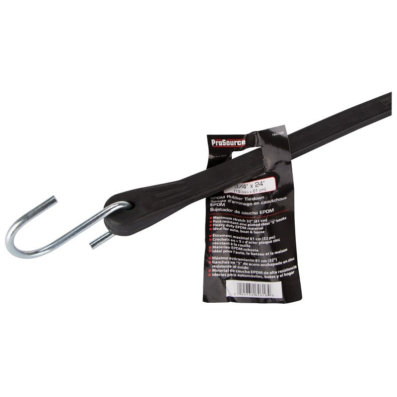 ProSource FH64088-1 Tie-Down, 3/4 in W, 24 in L, EPDM Rubber, S-Hook End Fitting, Steel End Fitting (Pack of 10)