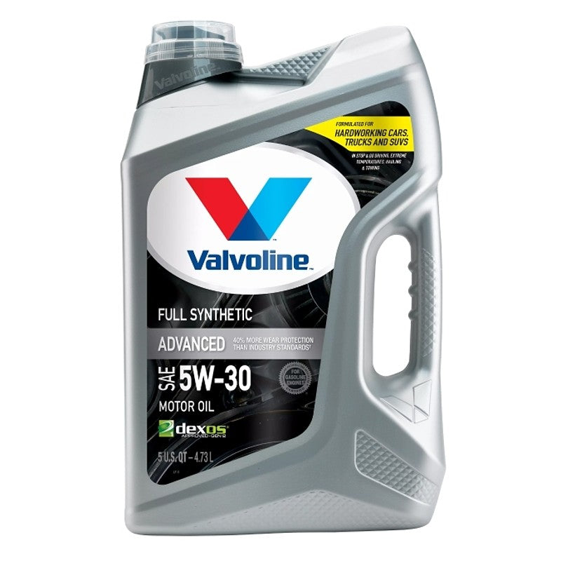Valvoline 881164 Advanced Full Synthetic Motor Oil, 5W-30, 5 qt, Bottle (Pack of 3)