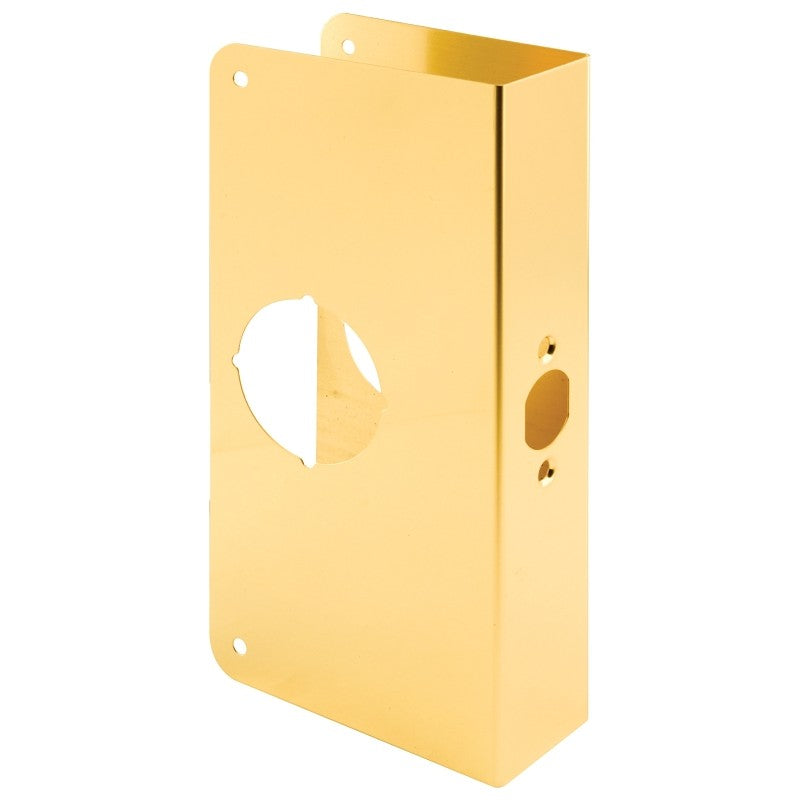 Prime-Line U 9541 Lock and Door Reinforcer, 2-3/8 in Backset, 1-3/4 in Thick Door, Brass, 9 in H, 3-7/8 in W