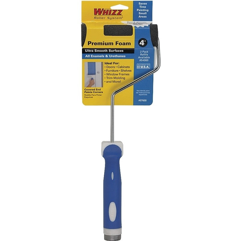 Whizz 57600 Mini Roller, Foam Cover, Soft Touch Handle, 4 in L Roller
