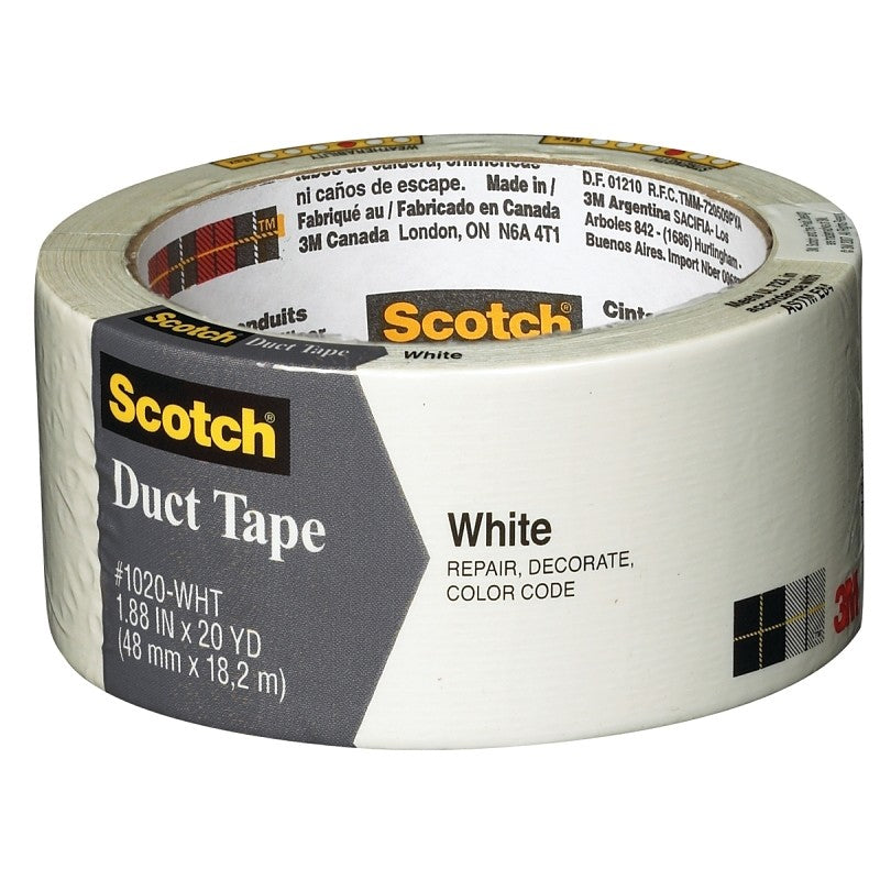 Scotch 3920-WH Duct Tape, 20 yd L, 1.88 in W, White