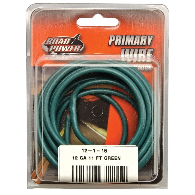 Road Power 55678933/12-1-15 Electrical Wire, 12 AWG Wire, 25/60 VAC/VDC, Copper Conductor, Green Sheath, 11 ft L