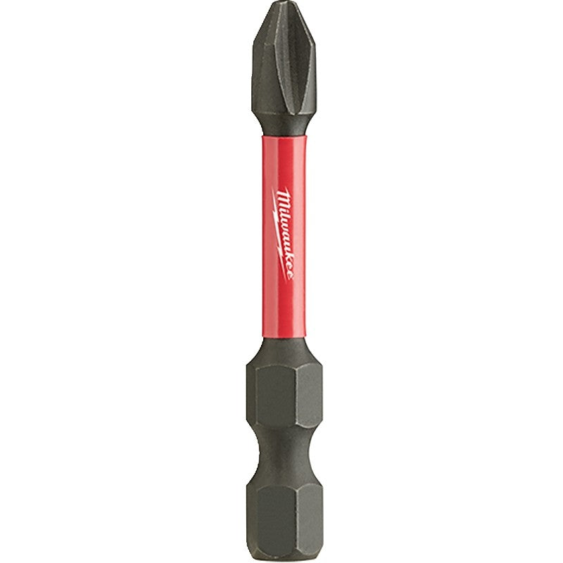 Milwaukee SHOCKWAVE 48-32-4762 Power Bit, #2 Drive, Phillips Drive, 1/4 in Shank, Hex Shank, 2 in L, Steel (Pack of 25)