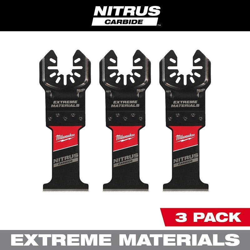 Milwaukee NITRUS CARBIDE Series 49-25-1573 Oscillating Multi-Tool Blade, 1-3/8 in D Cutting, Carbide, 3/PK