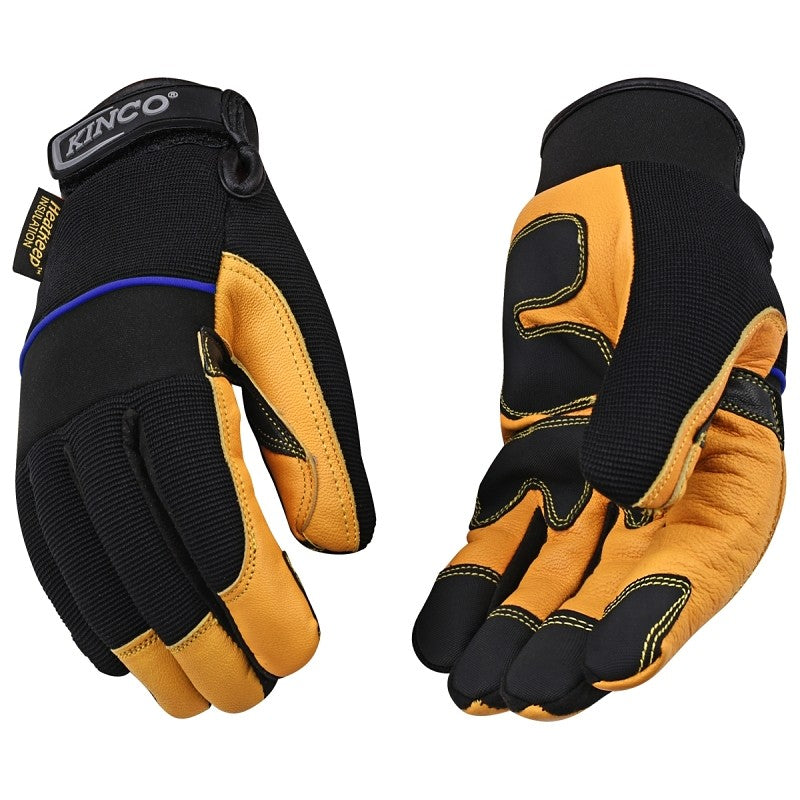 KincoPro 102HK-M Safety Gloves, M, Gold, Men's, Wing Thumb, Hook and Loop, Polyester/Spandex