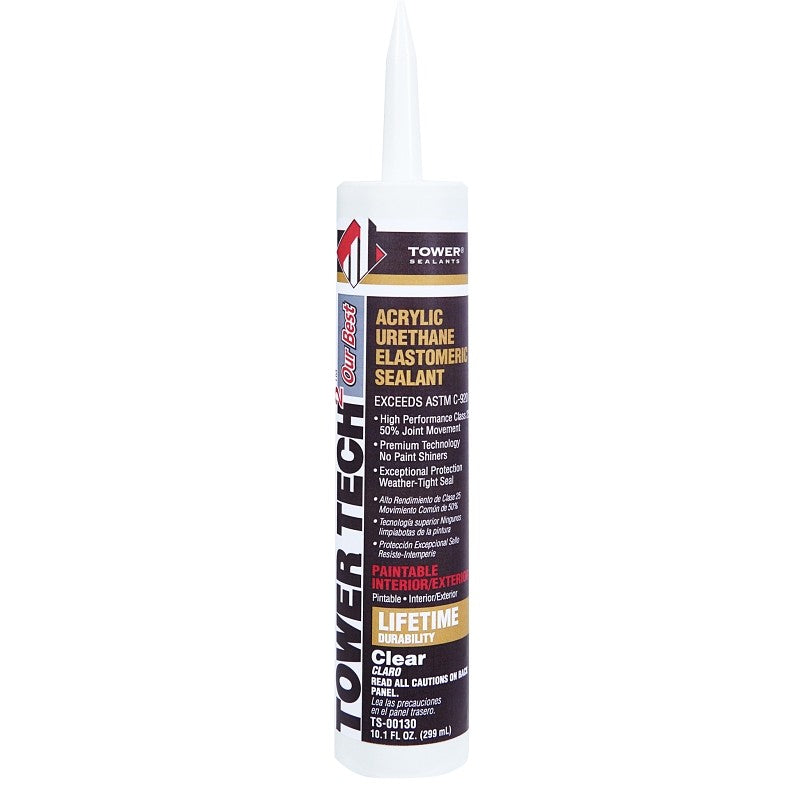 Tower Sealants Tower Tech2 TS-00130 Acrylic Urethane Sealant, Translucent, 7 to 14 days Curing, 10.1 fl-oz Cartridge (Pack of 12)