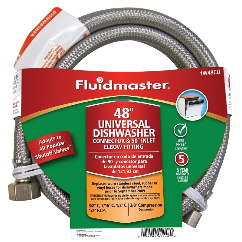 Fluidmaster 1W48CU Universal Dishwasher Connector, 3/8 in, Compression