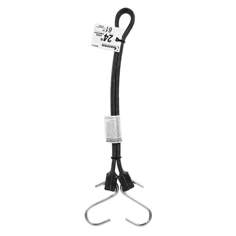 Keeper A06224Z Tarp Strap, 24 in L, EPDM, Black, S-Hook End