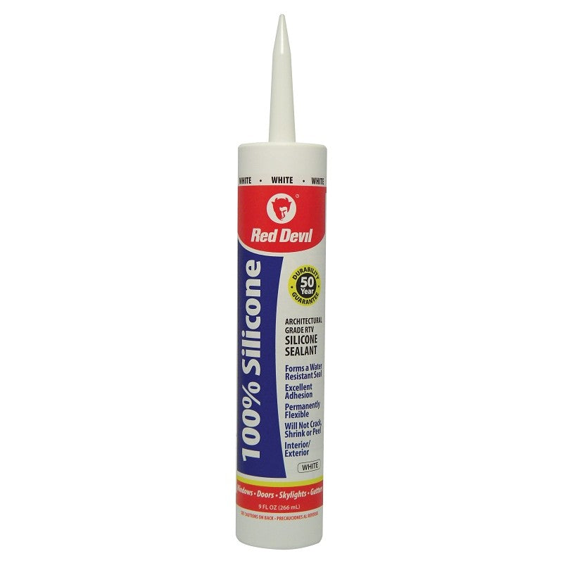 Red Devil 0816 Silicone Sealant, White, -60 to 400 deg F, 9.8 fl-oz Cartridge (Pack of 12)