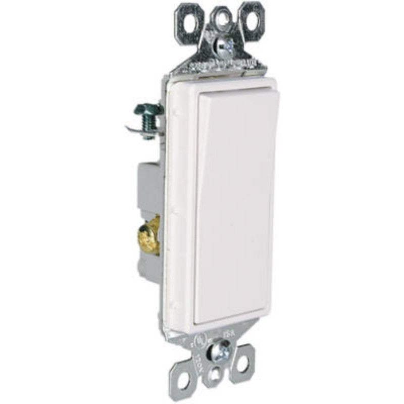 Legrand TM873WSLCC10 Rocker Switch, 15 A, 120/277 V, 3-Way, Screw Terminal, Thermoplastic Housing Material, White