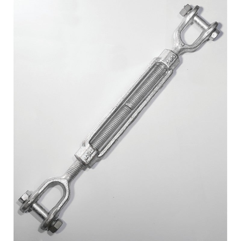 Baron 19-1/2X9 Turnbuckle, 2200 lb Working Load, 1/2 in Thread, Jaw, Jaw, 9 in L Take-Up, Galvanized Steel