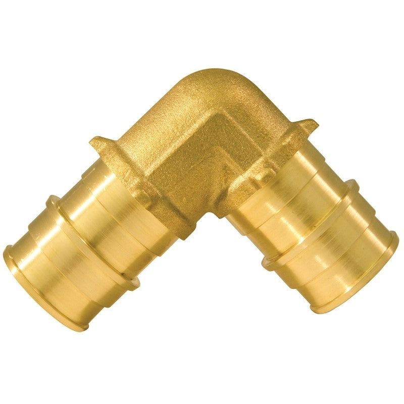 Apollo ExpansionPEX Series EPXE1234 Reducing Pipe Elbow, 1/2 x 3/4 in, Barb, 90 deg Angle, Brass, 200 psi Pressure