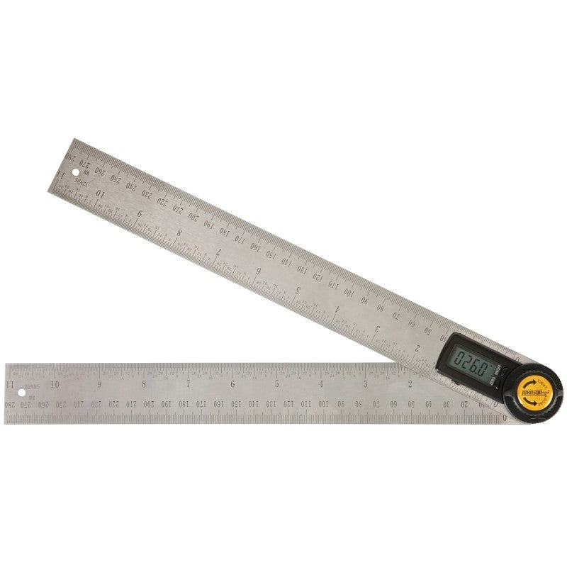 Johnson 1888-1100 Angle Locator and Ruler, Functions: Metric, SAE, 0 to 360 deg, Digital, LCD Display, Stainless Steel