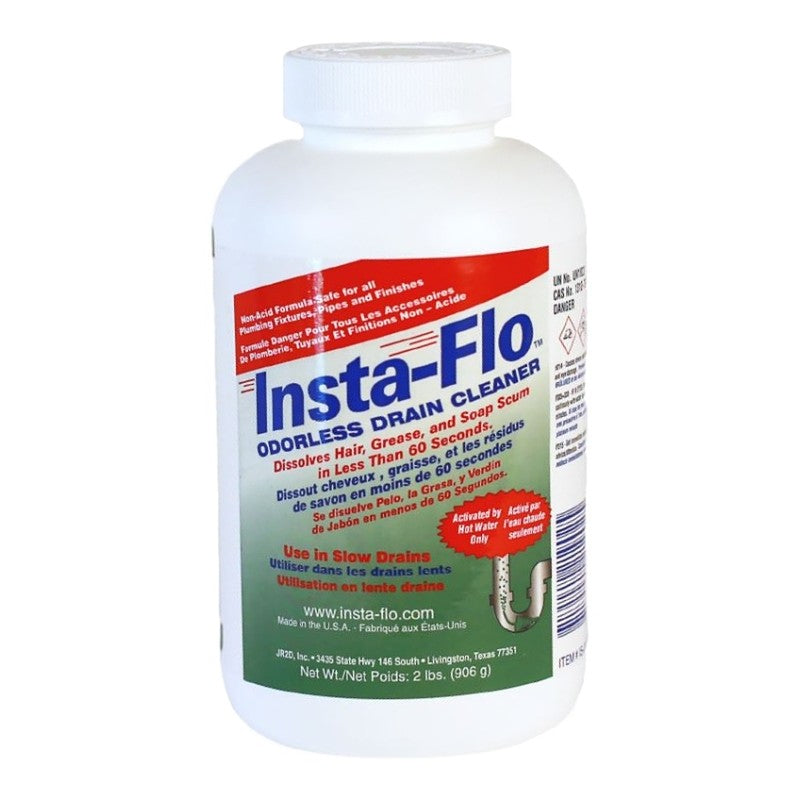 Insta-Flo IS-200 Drain Cleaner, Solid, White, Odorless, 2 lb Bottle (Pack of 6)