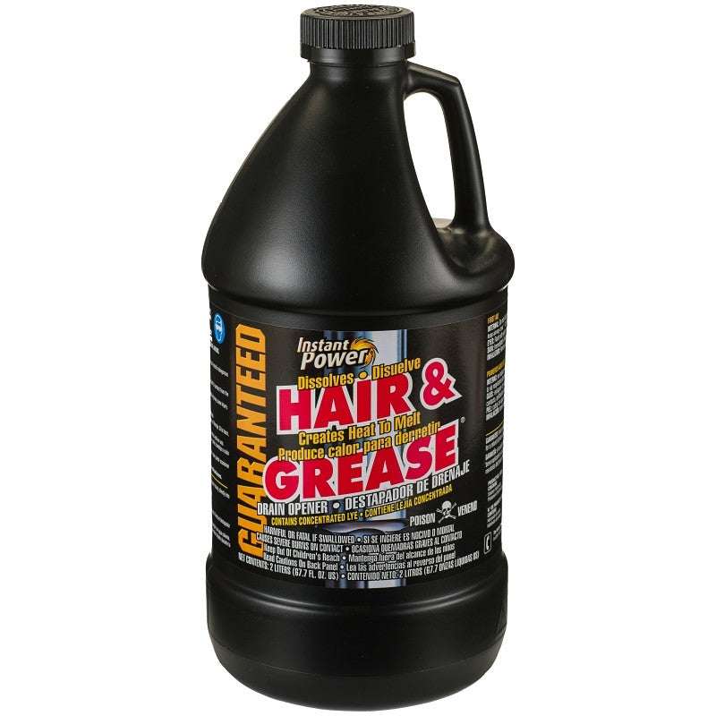 Instant Power 1970 Hair and Grease Drain Opener, Liquid, Clear, Odorless, 2 L Bottle (Pack of 6)