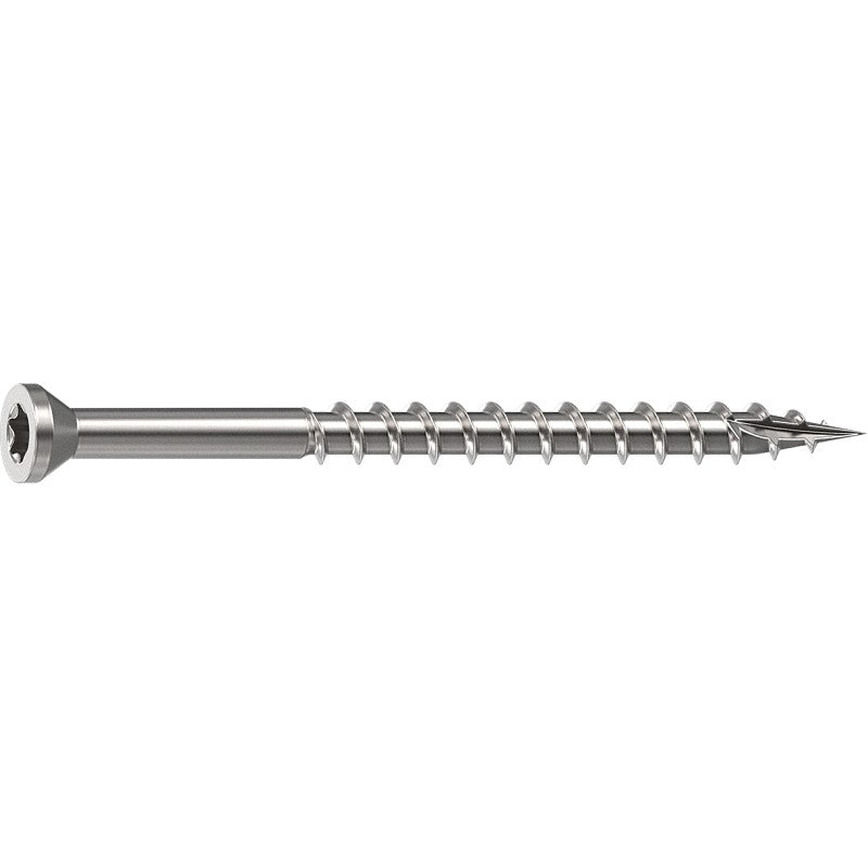 Camo 0350150 Deck Screw, 0.163 in Thread, 2-1/2 in L, Trim Head, Star Drive, Sharp, Type-17 Point, 305 Stainless Steel