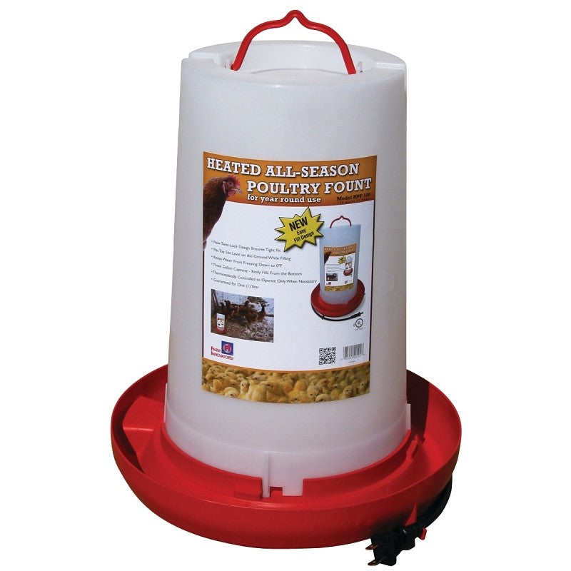 Farm Innovators HPF-100 Poultry Fount, 3 gal, Plastic