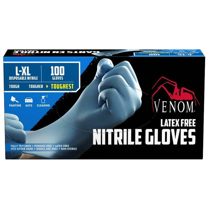 Venom Steel VEN4145 Non-Sterile Disposable Gloves, L/XL, Nitrile, Blue, 9 in L