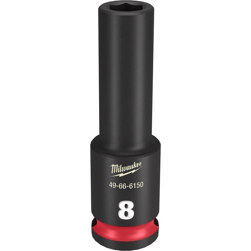 Milwaukee SHOCKWAVE Impact Duty Series 49-66-6150 Deep Impact Socket, 8 mm Socket, 3/8 in Drive, Square Drive, 6-Point