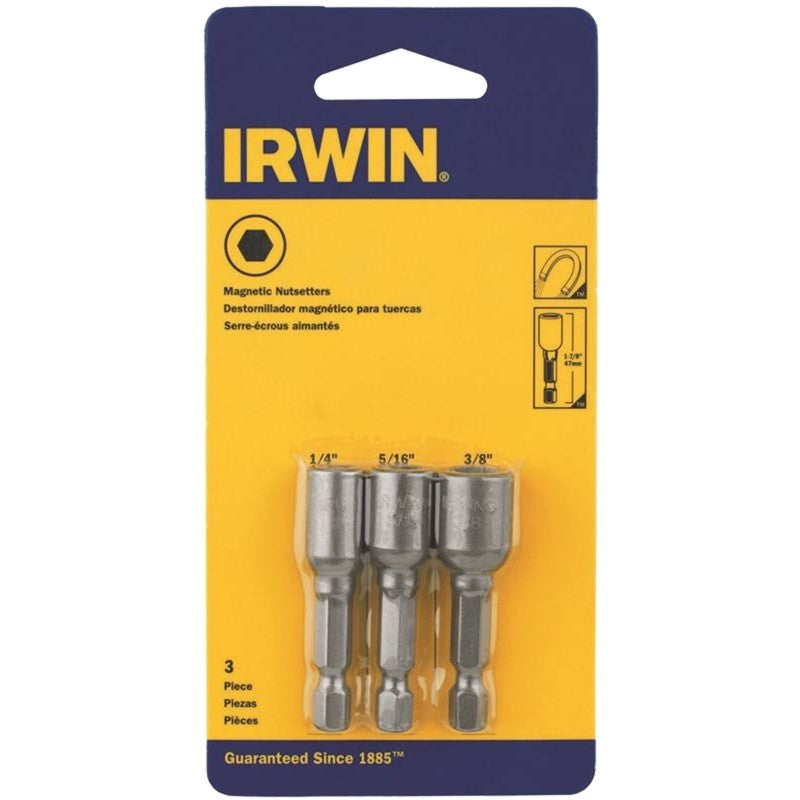 Irwin IWAF243-4 Series Nutsetter Set, 2-9/16 in L Dimensions, 3-Piece, Lobular, Steel, 3/PK