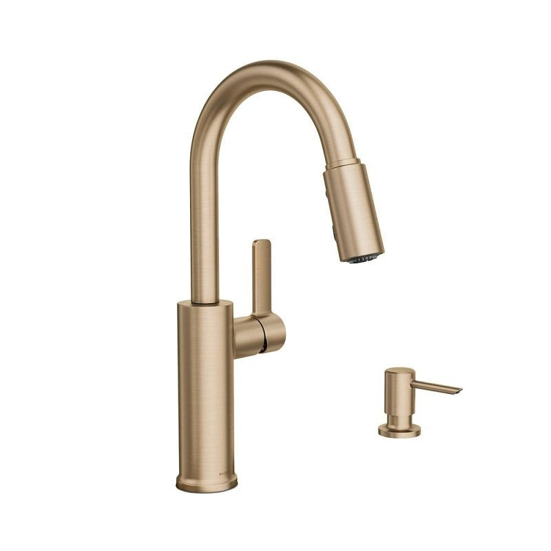 Moen Durani Pulldown 87070 Series 87070BZG Kitchen Faucet, 1.5 gpm, 1-Handle, 4-Faucet Hole, Metal, Bronze Gold