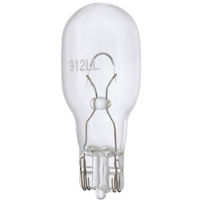 Peak 912LL-BPP Miniature Automotive Bulb, 12.8 V, 13 W, Incandescent Lamp, Wedge, Clear