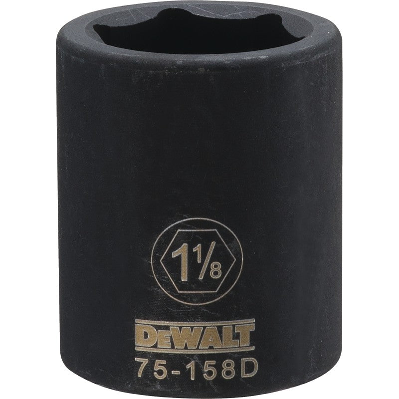 DEWALT DWMT75158OSP Impact Socket, 1-1/8 in Socket, 3/4 in D Socket, 3/4 in Drive, 6-Point, CR-440 Steel, Black Oxide