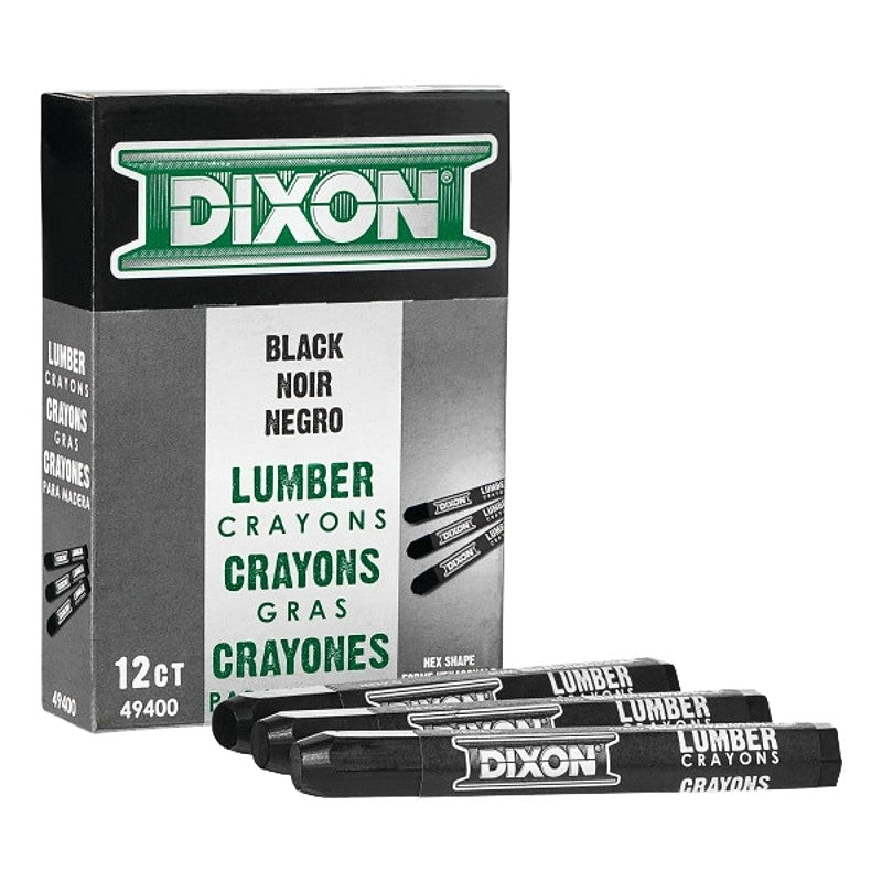Dixon Ticonderoga 49400 Lumber Crayon, Black, 1/2 in Dia, 4-1/2 in L (Pack of 12)