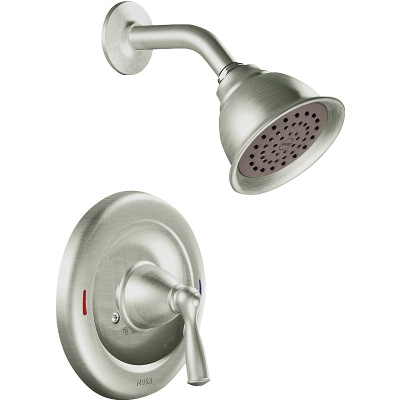 Moen 82912SRN Shower Faucet, 1.75 gpm, 4 in Showerhead, Metal, Brushed Nickel, Lever Handle, 1-Handle
