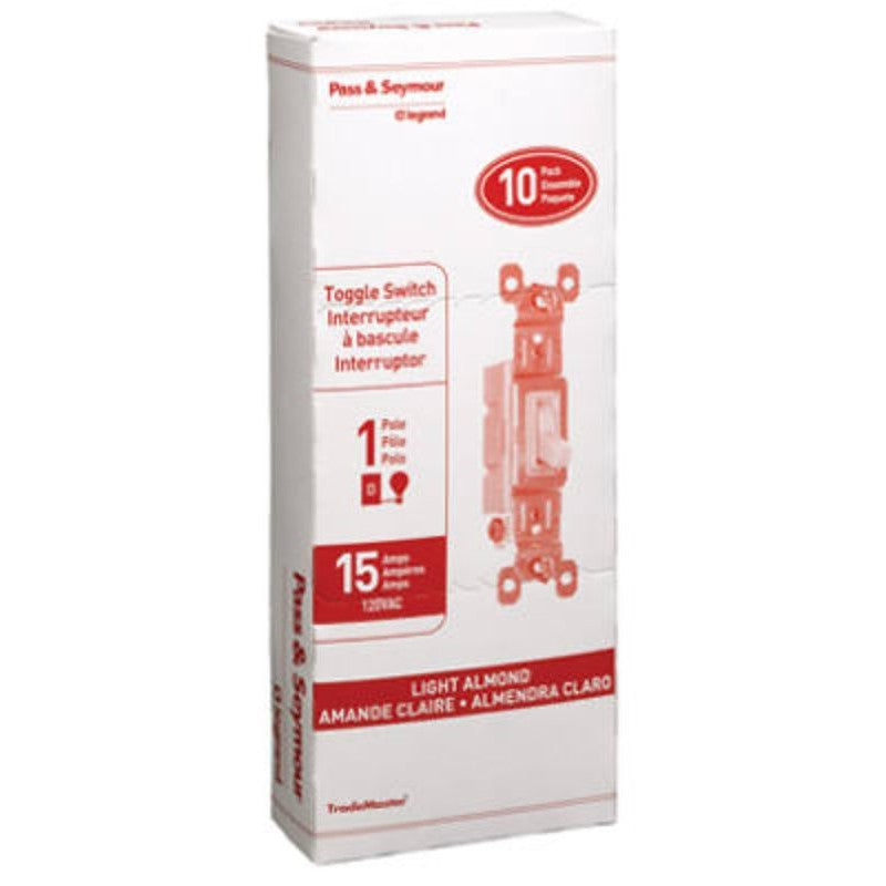 Legrand 660LAGCP8 Toggle Switch, 15 A, 120 VAC, Side Wire Terminal, Thermoplastic Housing Material