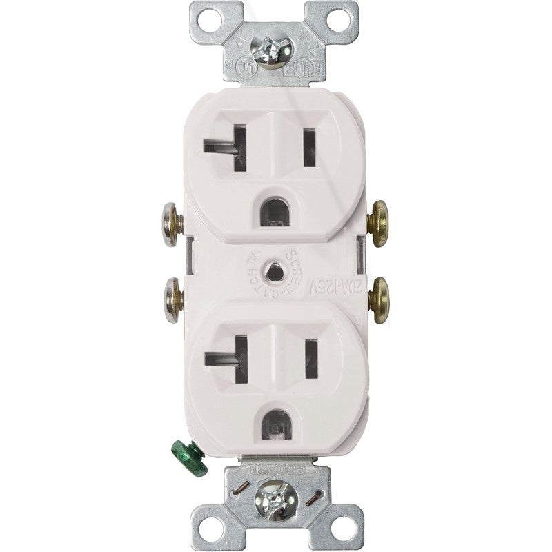Eaton Wiring Devices 877W-BOX Duplex Receptacle, 2 -Pole, 20 A, 125 V, Side Wiring, White