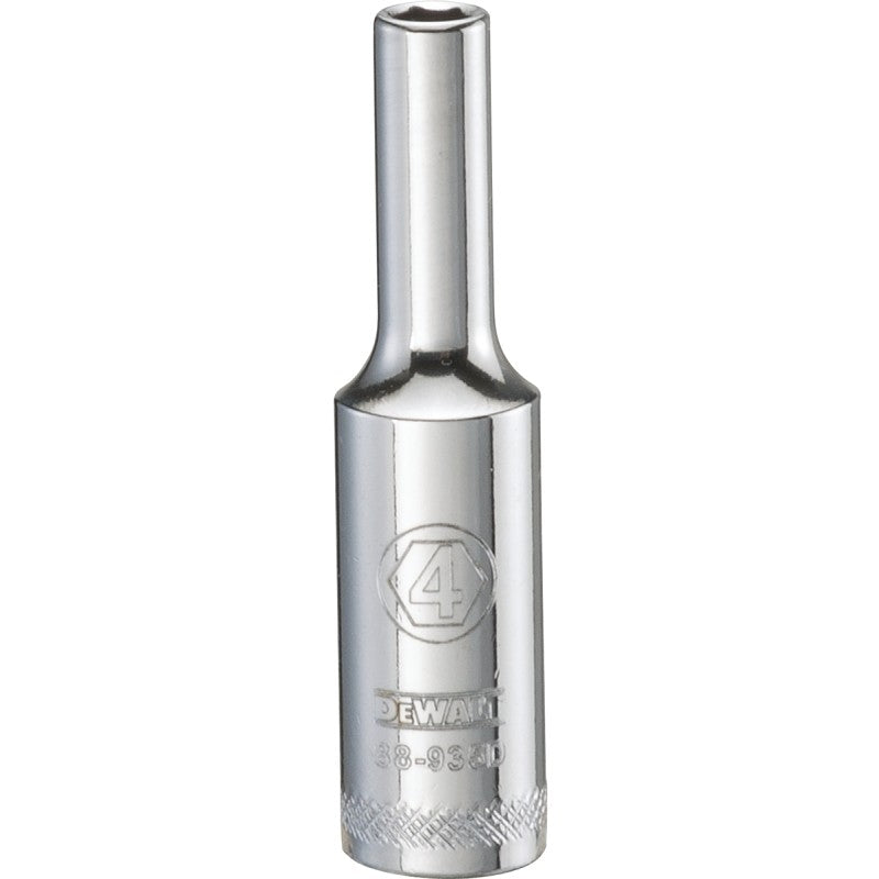 DEWALT DWMT88935OSP Drive Socket, 4 mm Socket, 1/4 in Drive, 6-Point, Steel, Polished Chrome Vanadium