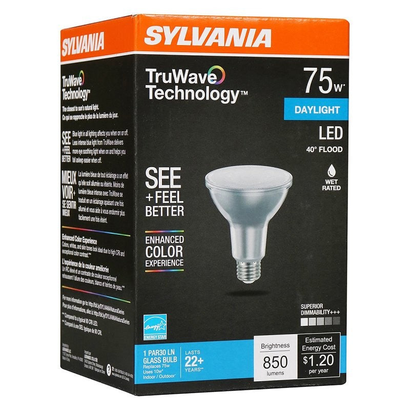 Sylvania Natural Series 40913 LED Bulb, 850 Lumens, 10 W, PAR30LN Lamp, 75 W Equivalent, E26 Medium Lamp Base